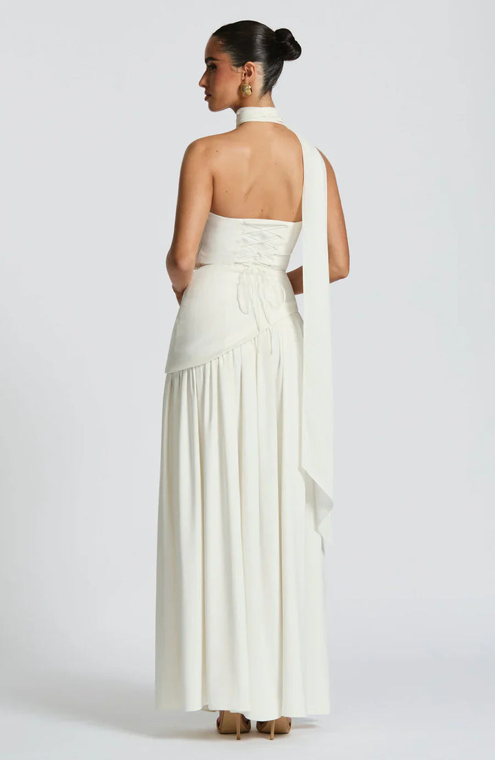 Jiselle - Yellow Tight High Split Maxi Dress