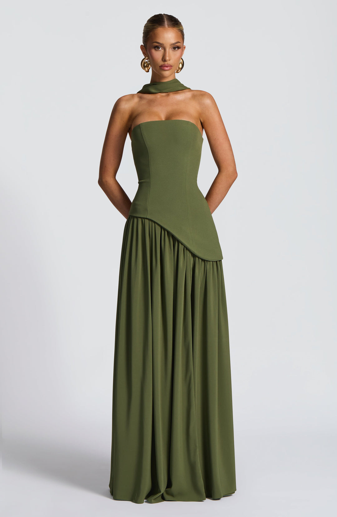 Jiselle | Brown Tight High Split Maxi Dress