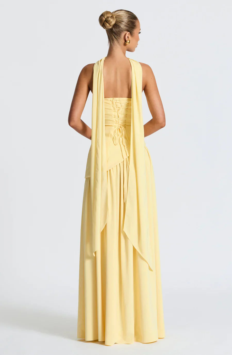 Jiselle - Yellow Tight High Split Maxi Dress