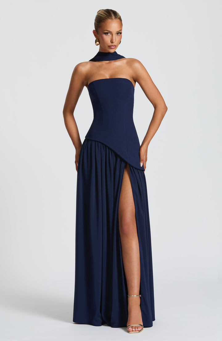 Jiselle | Brown Tight High Split Maxi Dress