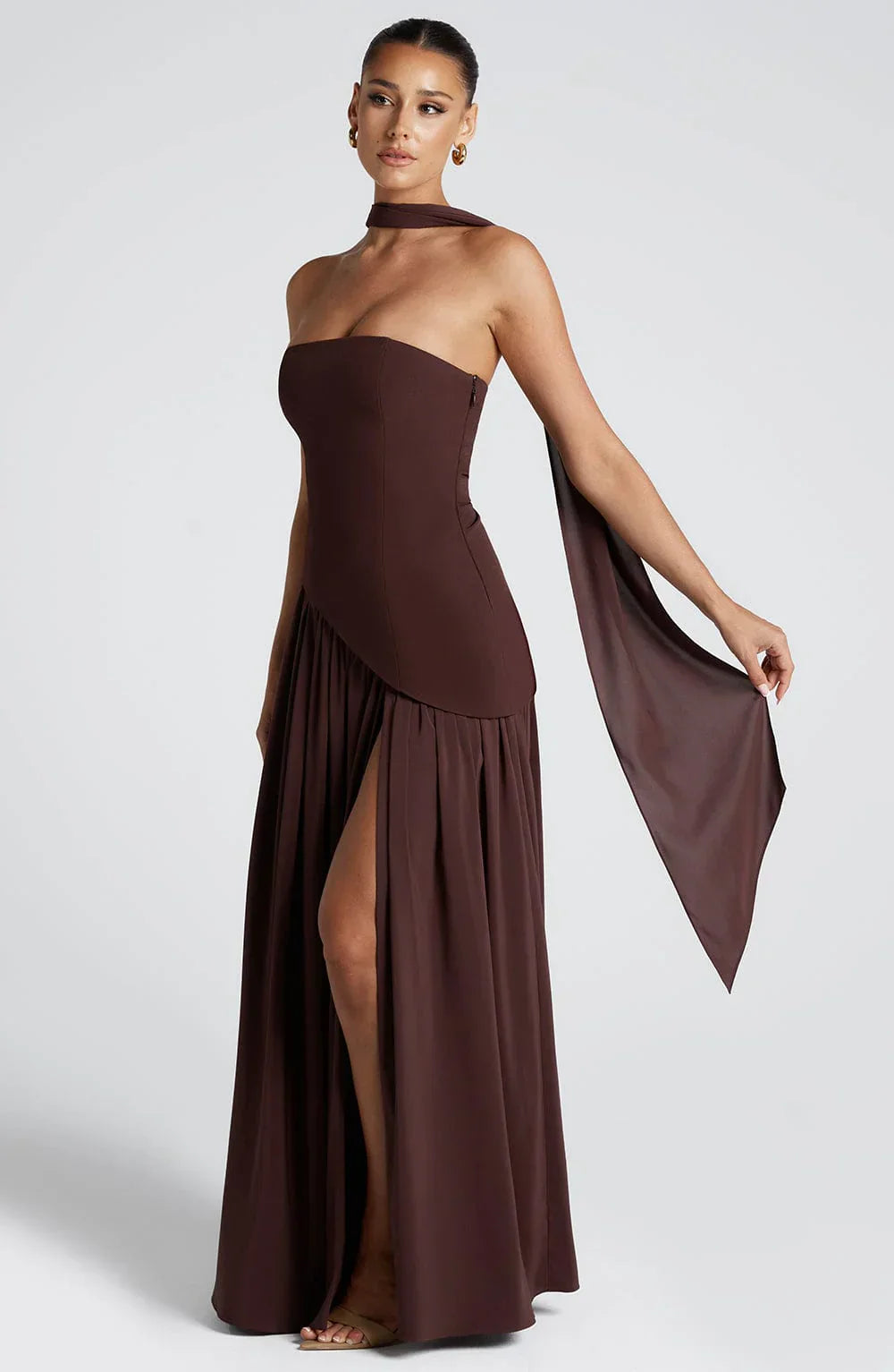 Jiselle - Yellow Tight High Split Maxi Dress