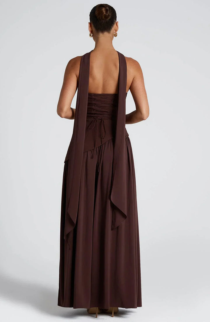 Jiselle - Yellow Tight High Split Maxi Dress