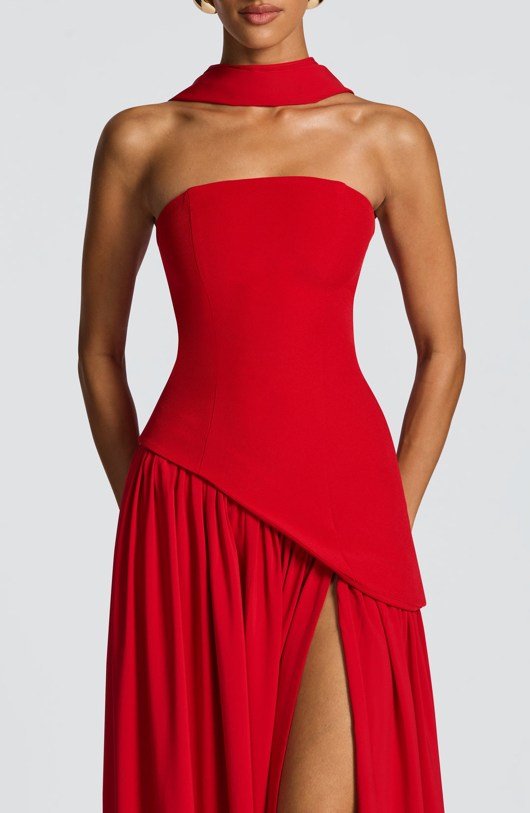 Jiselle | Brown Tight High Split Maxi Dress