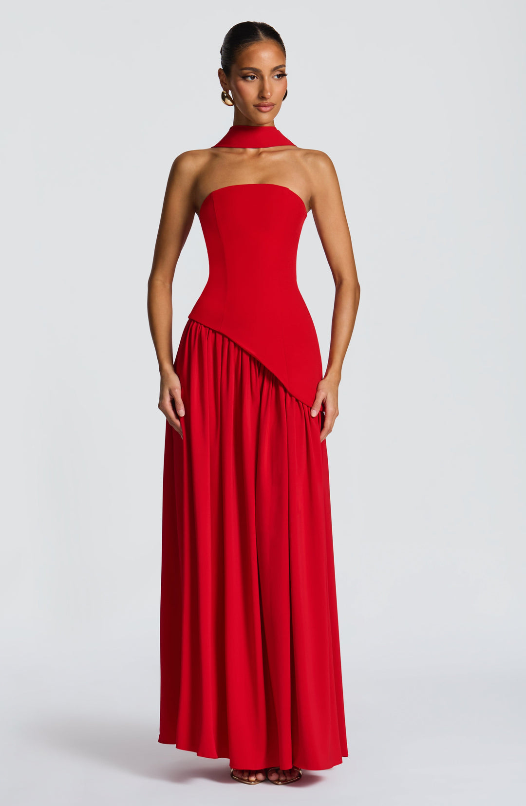 Jiselle | Brown Tight High Split Maxi Dress