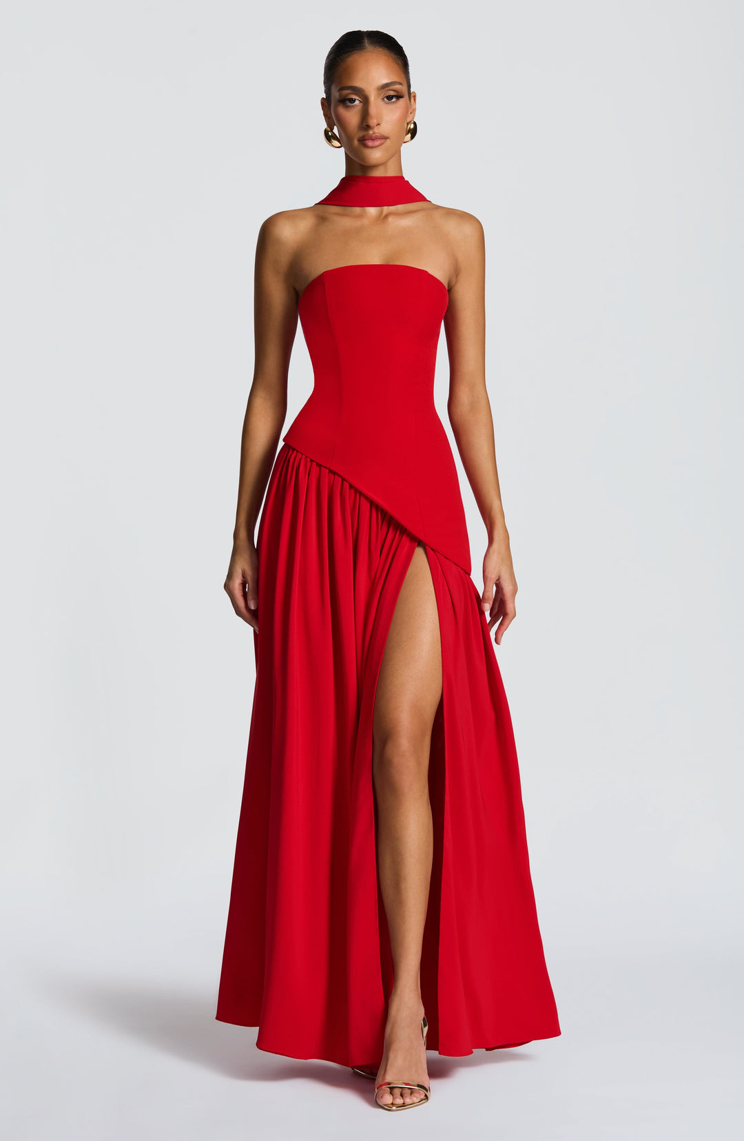 Jiselle | Brown Tight High Split Maxi Dress