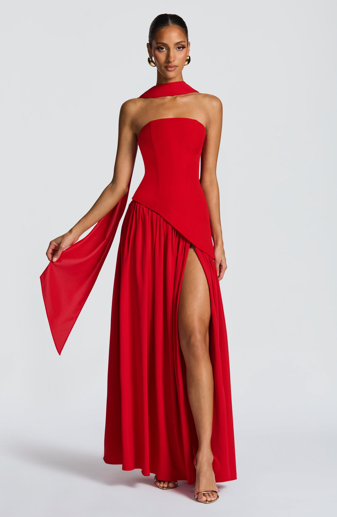 Jiselle | Brown Tight High Split Maxi Dress