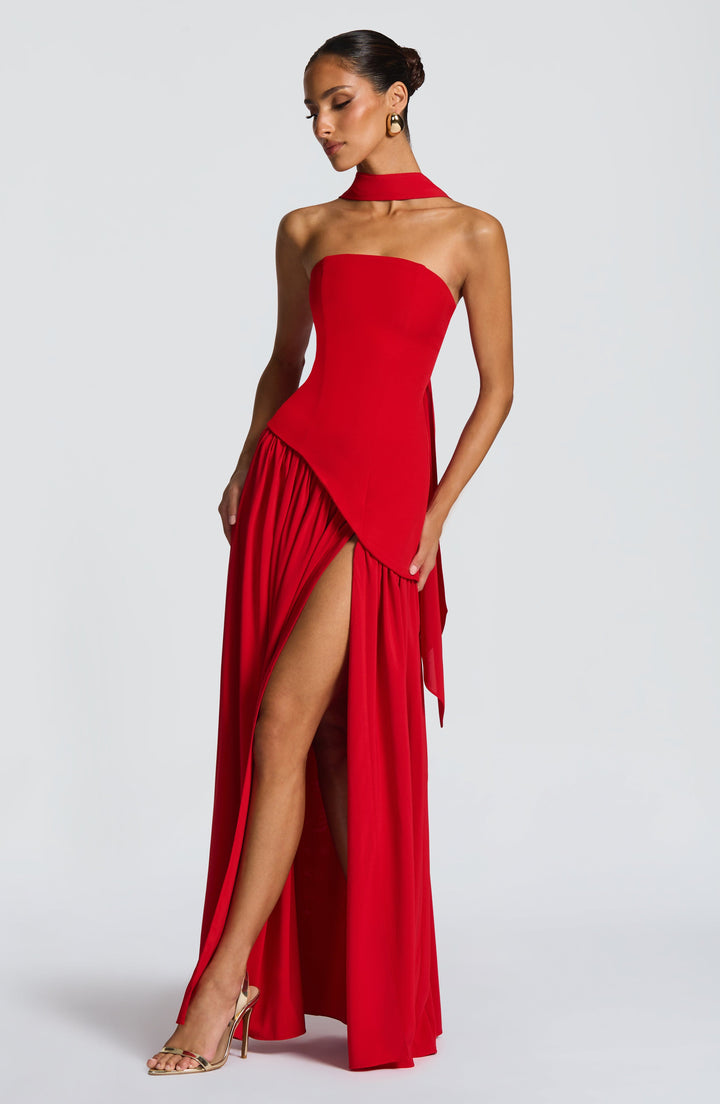 Jiselle | Brown Tight High Split Maxi Dress