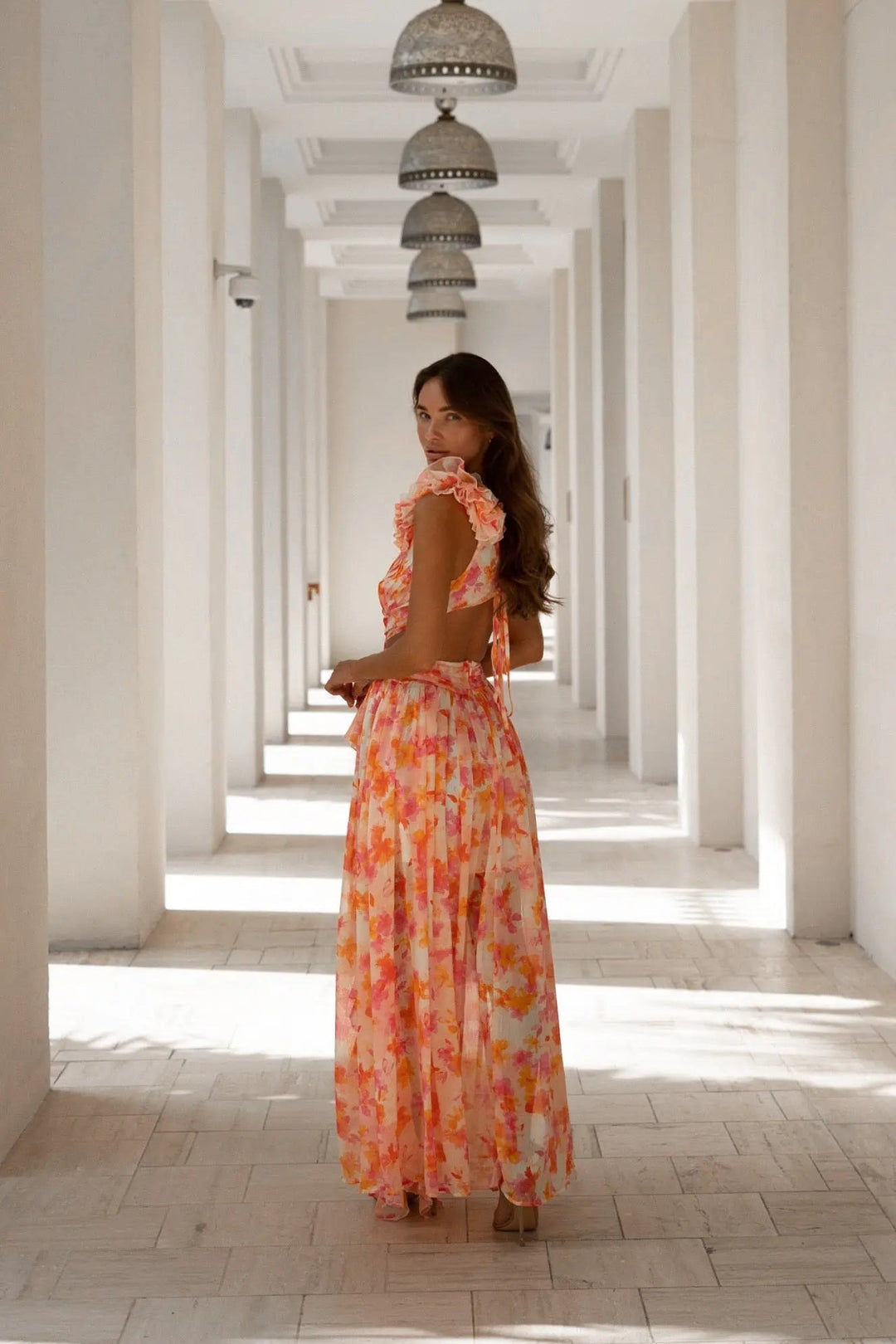 Elena - Orange Fuchsia Maxi Dress