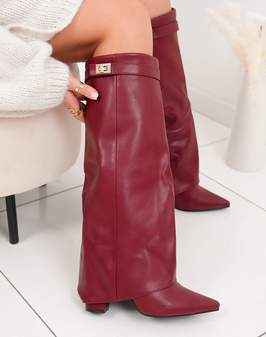 Orie | Buckle Pointed-Toe Knee-High Boots