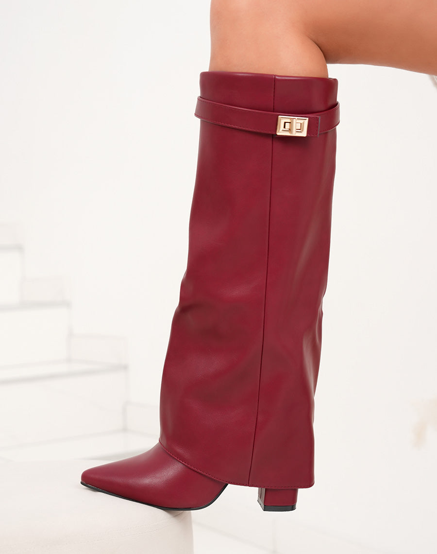 Orie | Buckle Pointed-Toe Knee-High Boots