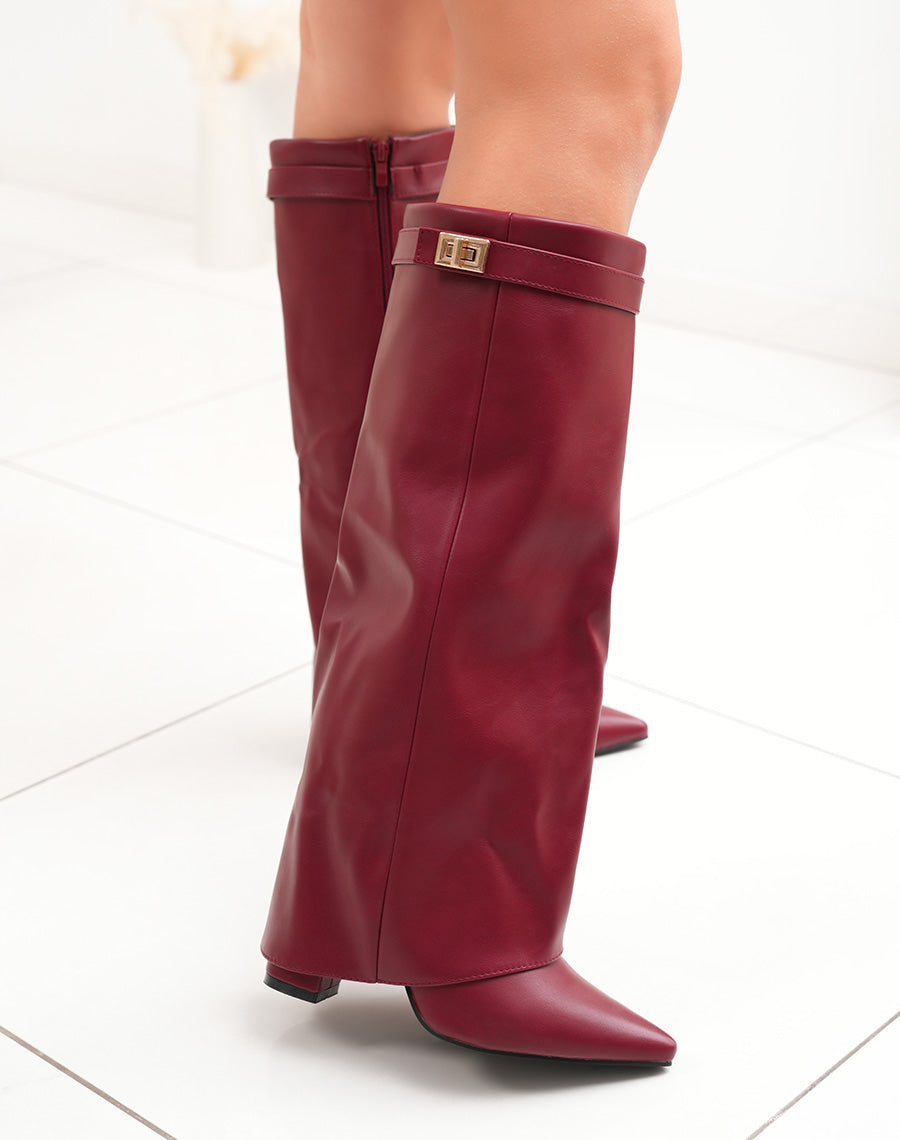 Orie | Buckle Pointed-Toe Knee-High Boots