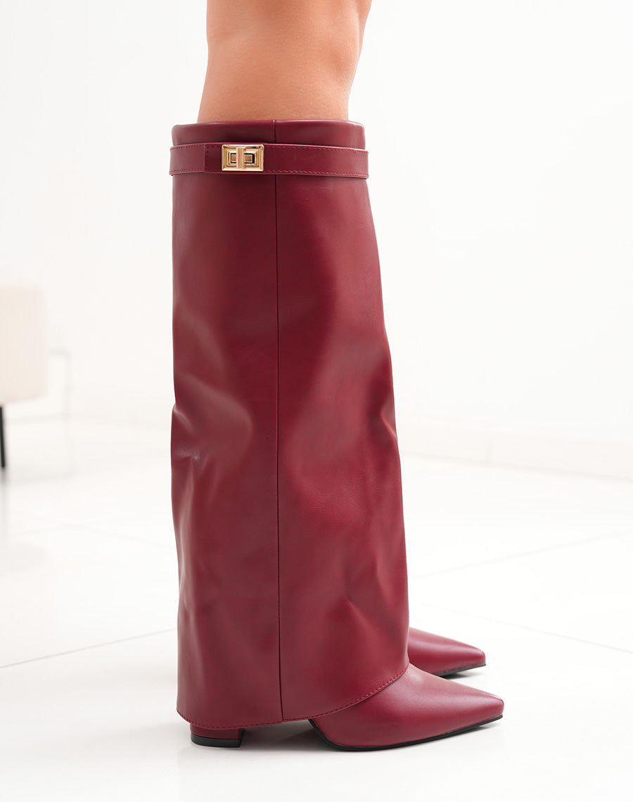 Orie | Buckle Pointed-Toe Knee-High Boots