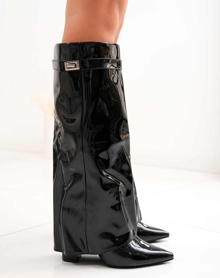 Orie | Buckle Pointed-Toe Knee-High Boots