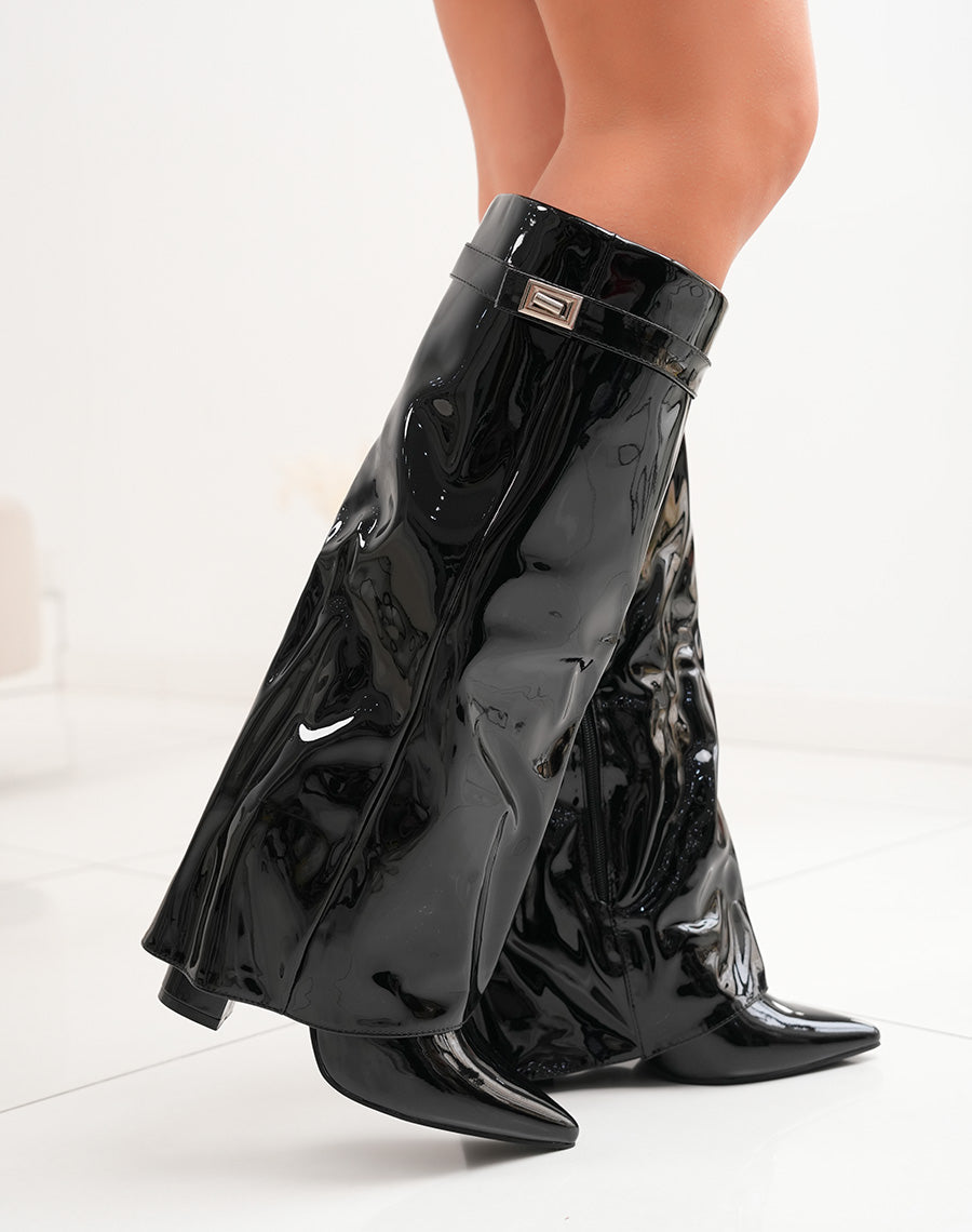 Orie | Buckle Pointed-Toe Knee-High Boots