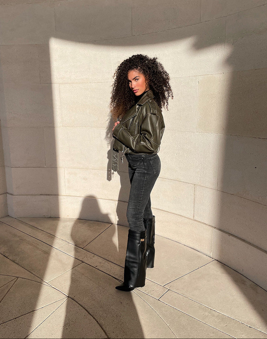 Orie | Buckle Pointed-Toe Knee-High Boots