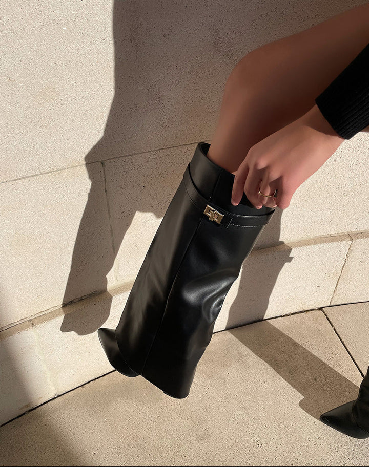 Orie | Buckle Pointed-Toe Knee-High Boots