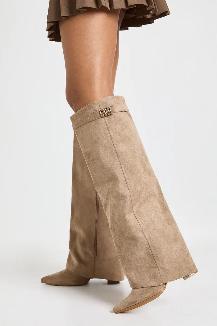 Orie | Buckle Pointed-Toe Knee-High Boots