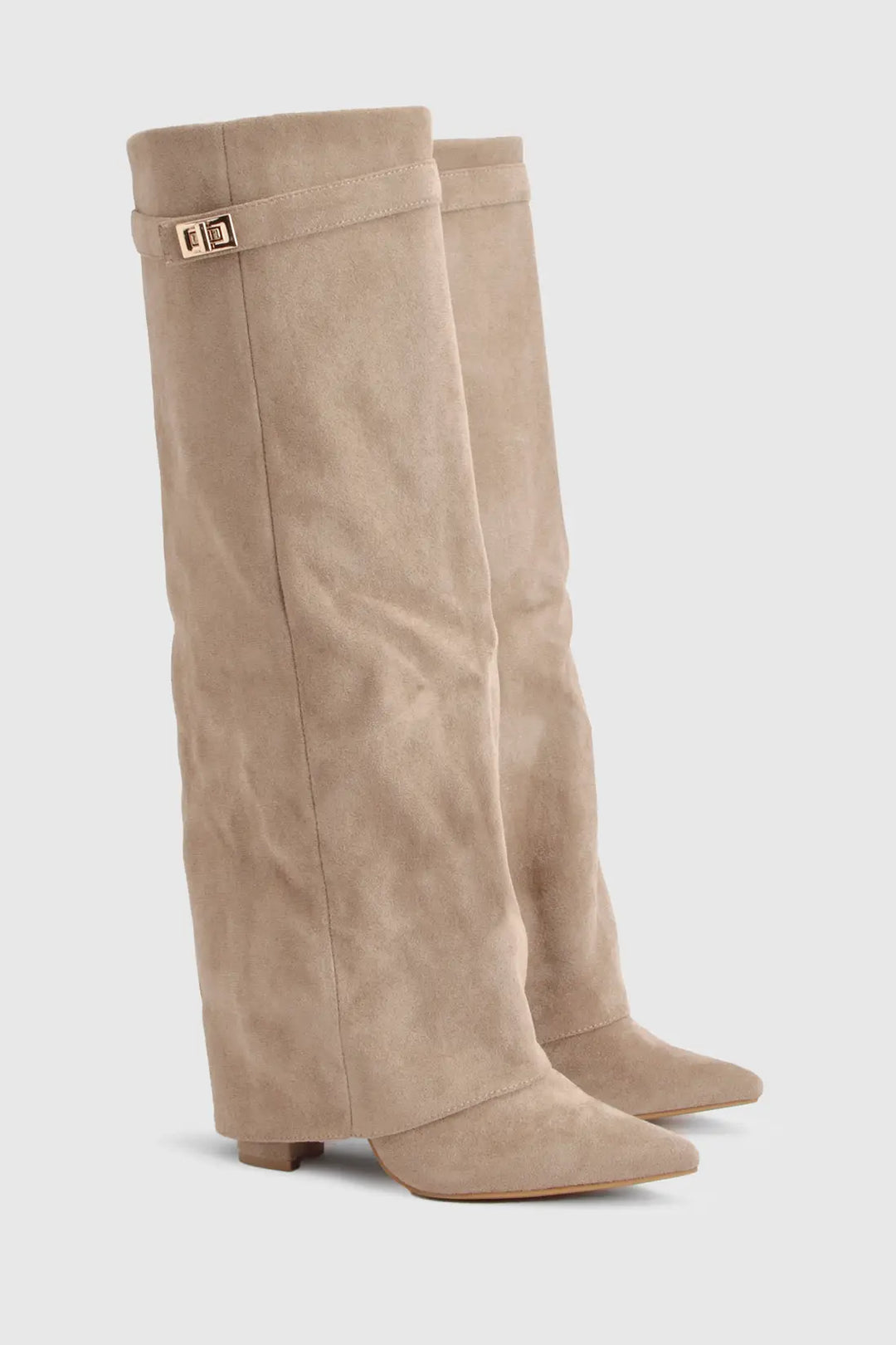 Orie | Buckle Pointed-Toe Knee-High Boots
